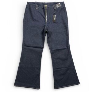 NWT Express 70s Flare Jeans Size 16S Mid Rise Stretch Dark Wash Denim